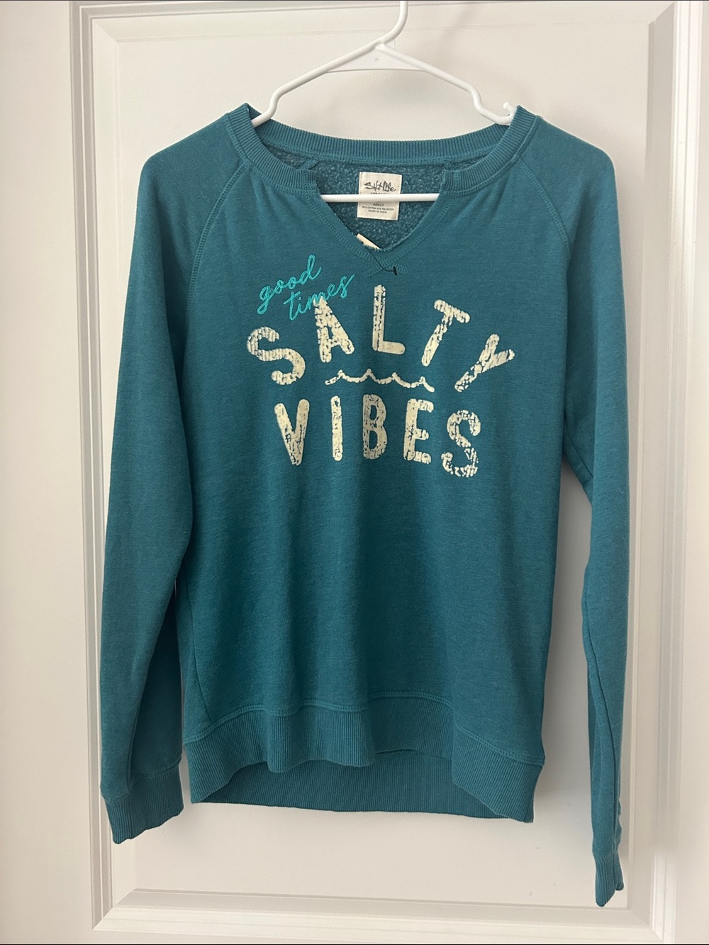 Salt Life Teal 'Salty Vibes' Scoop Neck Sweater